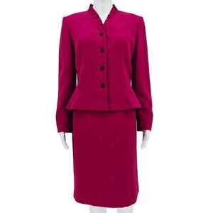 Tahari Arthur S. Levine Women's Skirt Suit Set Magenta 8